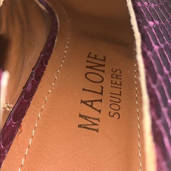 Malone Soulier Snakeskin Heels Wine Magenta - Picture 4 of 5